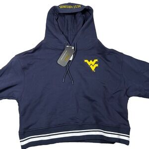 Pro Standard Womens Medium Blue West‎ Virginia Mountaineers Cropped Hoodie NWT